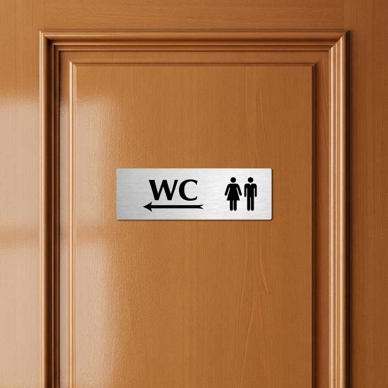 WC společné vlevo, 240x79mm, stříbrná popiska 